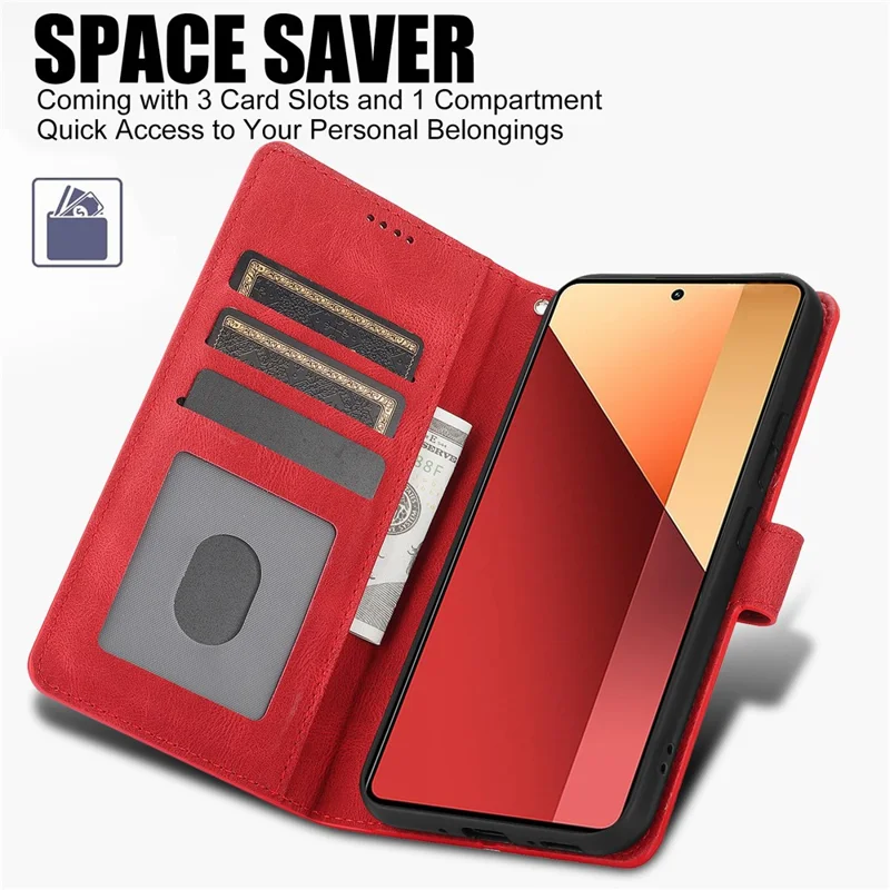 Per Xiaomi Redmi Note 13 Pro 4G / Poco M6 Pro 4G Custodia Fermaglio Magnetico Porta Carte Supporto Custodia per Telefono - Rosso