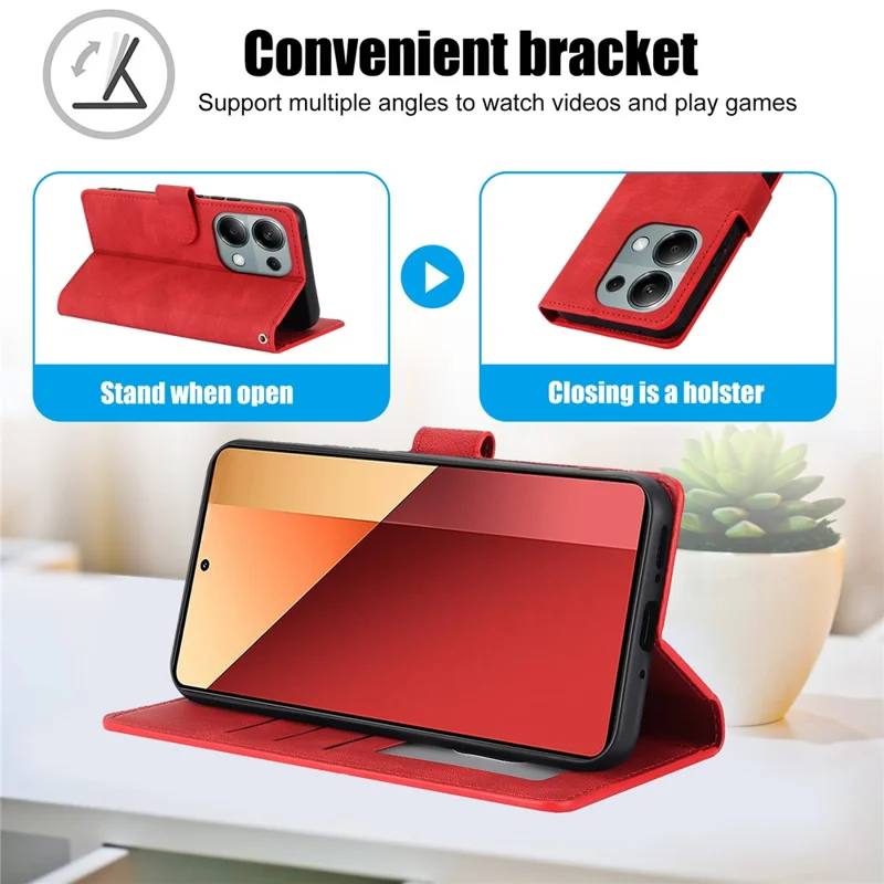 Per Xiaomi Redmi Note 13 Pro 4G / Poco M6 Pro 4G Custodia Fermaglio Magnetico Porta Carte Supporto Custodia per Telefono - Rosso