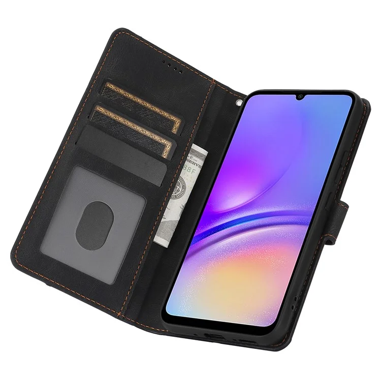 For Samsung Galaxy A05 4G Cases Shock Absorbing Leather Folio Wallet Phone Case - Black
