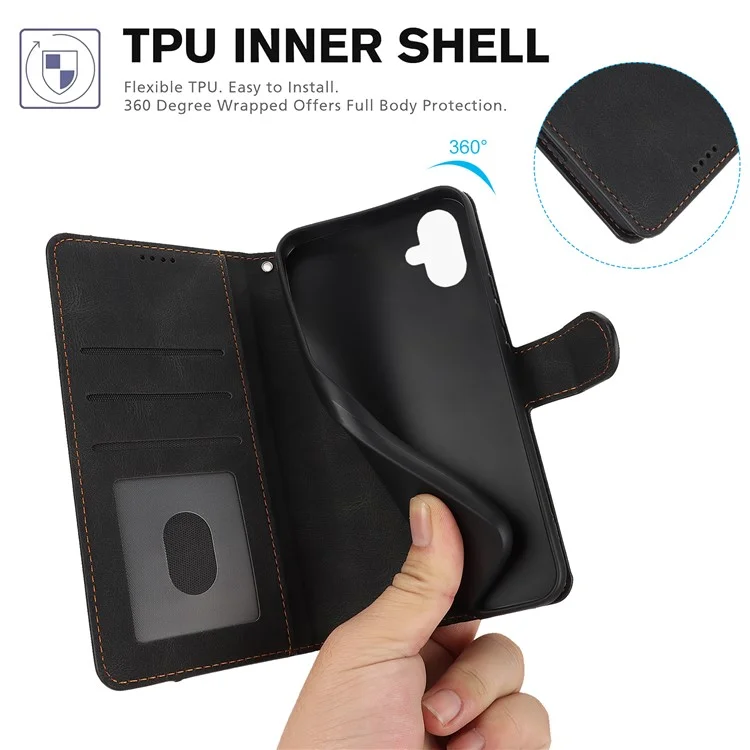 For Samsung Galaxy A05 4G Cases Shock Absorbing Leather Folio Wallet Phone Case - Black