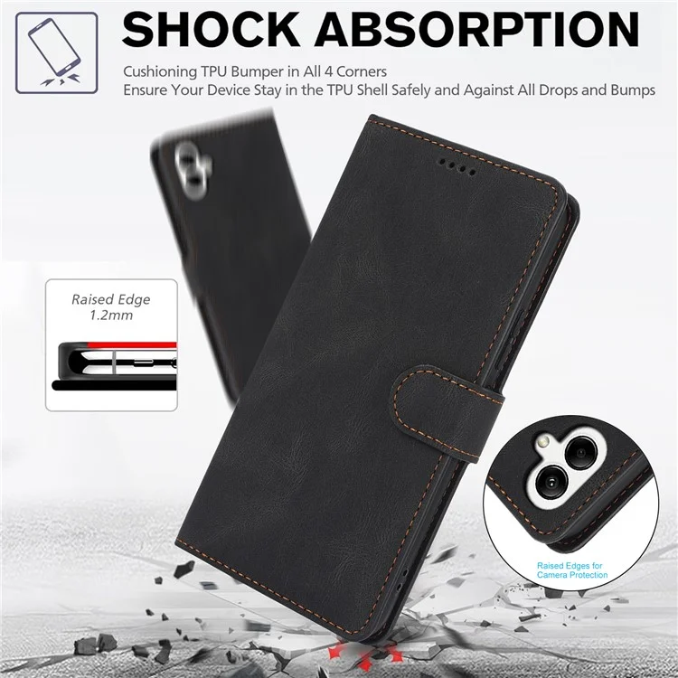 For Samsung Galaxy A05 4G Cases Shock Absorbing Leather Folio Wallet Phone Case - Black