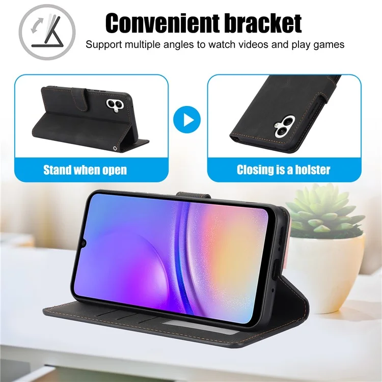 For Samsung Galaxy A05 4G Cases Shock Absorbing Leather Folio Wallet Phone Case - Black