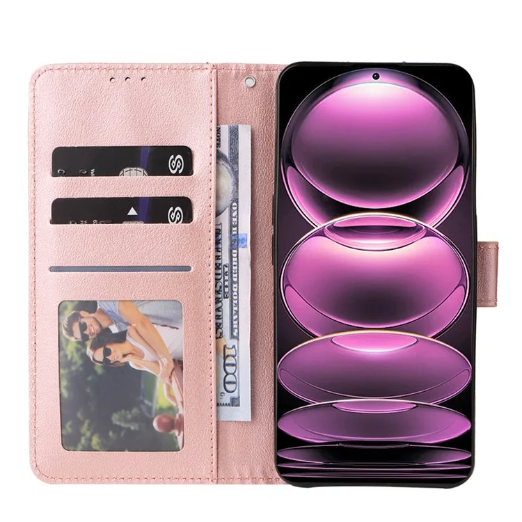 For Xiaomi Redmi Note 12 Pro 5G / Redmi Note 12 Pro Speed 5G / Poco X5 Pro 5G Wallet Case Leather Scratch-proof Stand Cover - Rose Gold