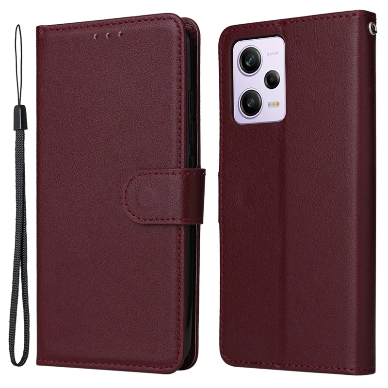 For Xiaomi Redmi Note 12 Pro 5G / Redmi Note 12 Pro Speed 5G / Poco X5 Pro 5G Wallet Case Leather Scratch-proof Stand Cover - Wine Red
