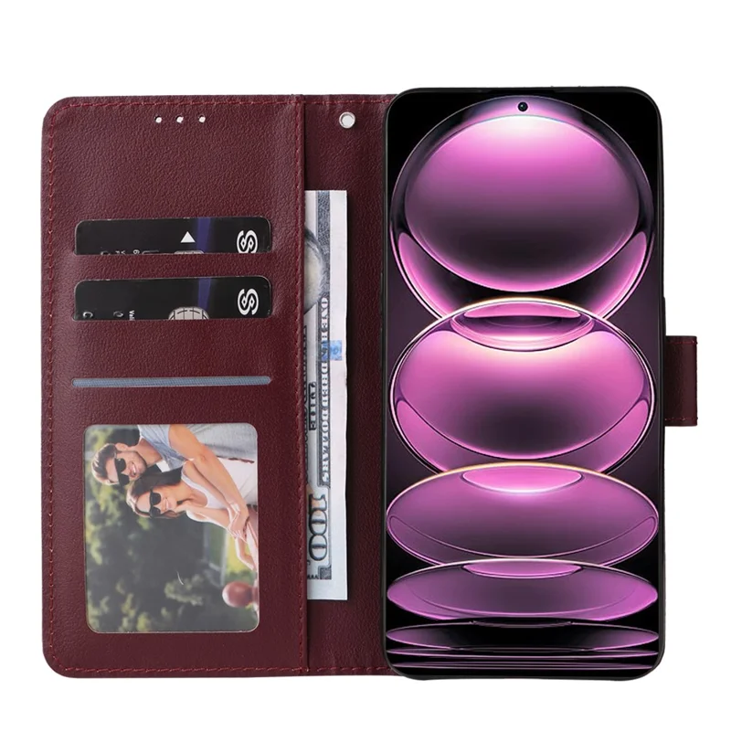 For Xiaomi Redmi Note 12 Pro 5G / Redmi Note 12 Pro Speed 5G / Poco X5 Pro 5G Wallet Case Leather Scratch-proof Stand Cover - Wine Red