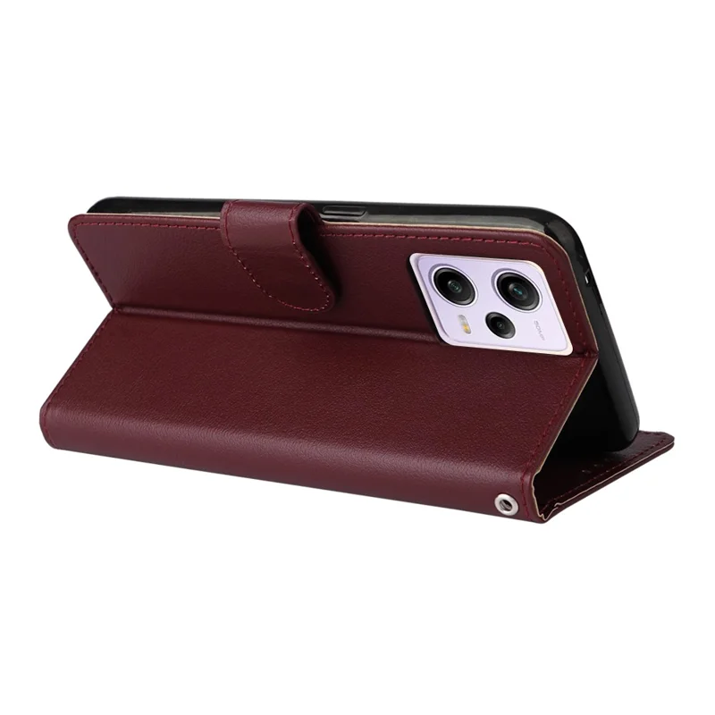 For Xiaomi Redmi Note 12 Pro 5G / Redmi Note 12 Pro Speed 5G / Poco X5 Pro 5G Wallet Case Leather Scratch-proof Stand Cover - Wine Red