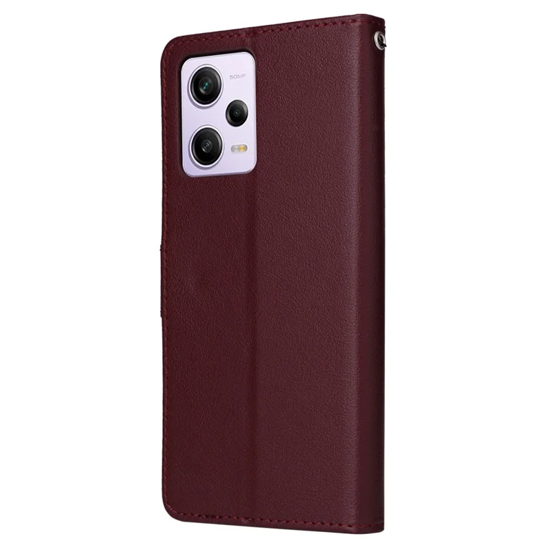 For Xiaomi Redmi Note 12 Pro 5G / Redmi Note 12 Pro Speed 5G / Poco X5 Pro 5G Wallet Case Leather Scratch-proof Stand Cover - Wine Red