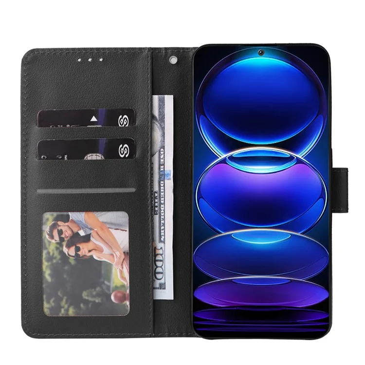 Pour le Xiaomi Redmi Note 12 5G (Global) (Inde) (Chine) / Poco X5 5G Étui de téléphone en cuir PU avec support - Noir