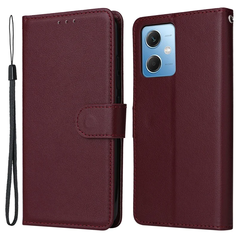 Para Xiaomi Redmi Note 12 5G (Global) (Índia) (China) / Capa de telefone Poco X5 5G, capa de couro sintético com suporte - Vermelho Vinho
