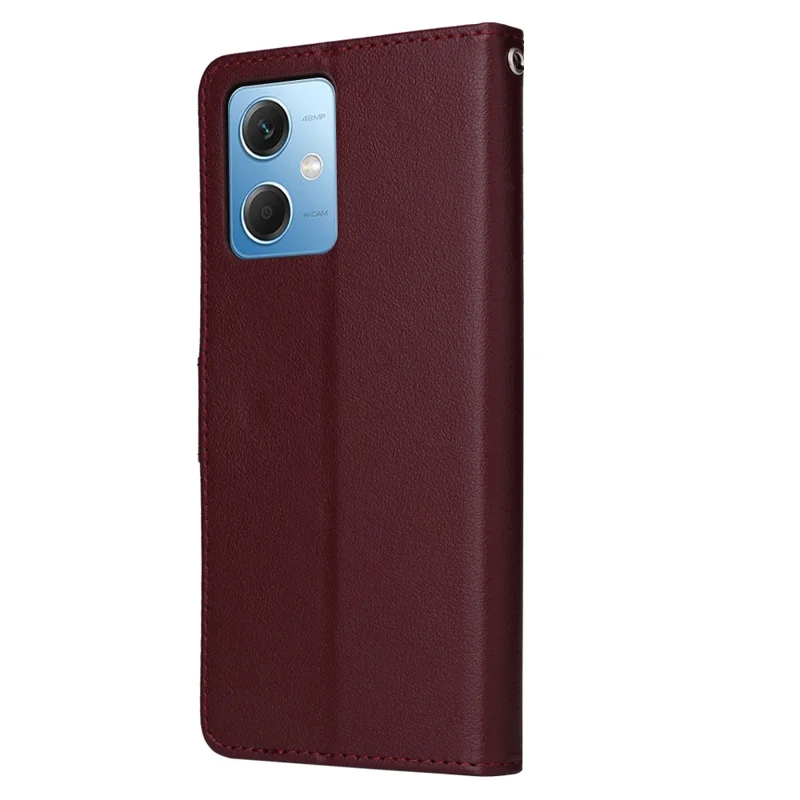 Para Xiaomi Redmi Note 12 5G (Global) (Índia) (China) / Capa de telefone Poco X5 5G, capa de couro sintético com suporte - Vermelho Vinho