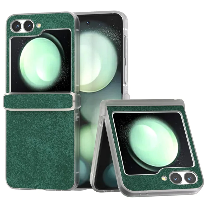 For Samsung Galaxy Z Flip 5G Shockproof Case PU Leather+PC Matte Edge Phone Shell - Green