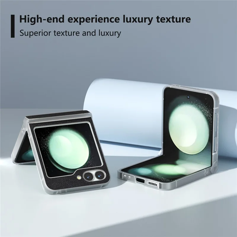 For Samsung Galaxy Z Flip 5G Shockproof Case PU Leather+PC Matte Edge Phone Shell - Black