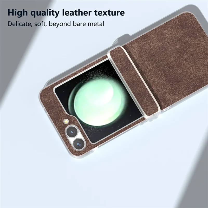Para Samsung Galaxy Z Flip 5G Funda a prueba de golpes Cuero PU+PC Borde mate Carcasa de teléfono - Café