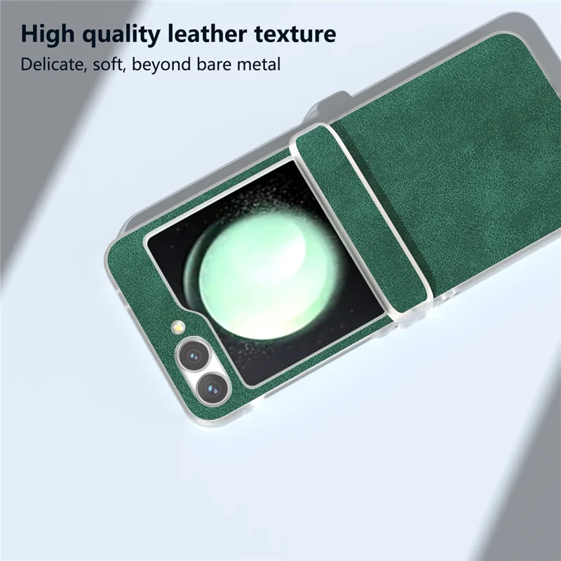 Para Samsung Galaxy Z Flip6 5G Case Matte Edge PU Leather Coated PC Hinge Protection Cover - Verde