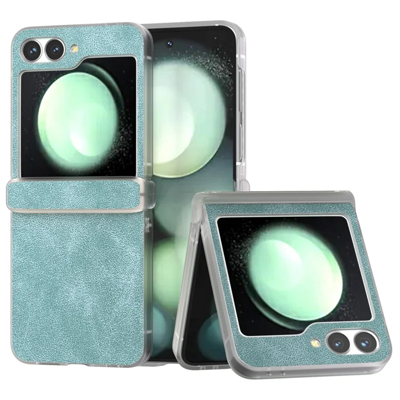 Para Samsung Galaxy Z Flip6 5G Capa Matte Edge PU Leather Coated PC Hinge Protection Cover - Baby Blue