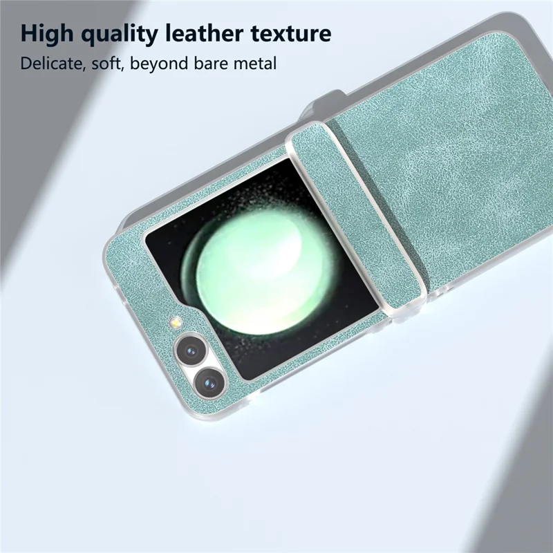 Para Samsung Galaxy Z Flip6 5G Capa Matte Edge PU Leather Coated PC Hinge Protection Cover - Baby Blue