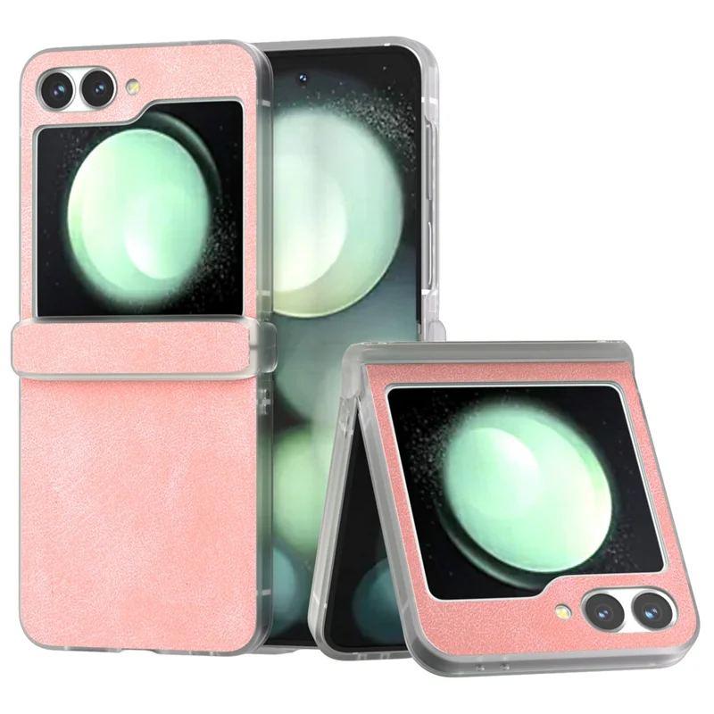 For Samsung Galaxy Z Flip7 FE 5G / Z Flip6 5G Case Matte Edge PU Leather Coated PC Hinge Protection Cover - Pink
