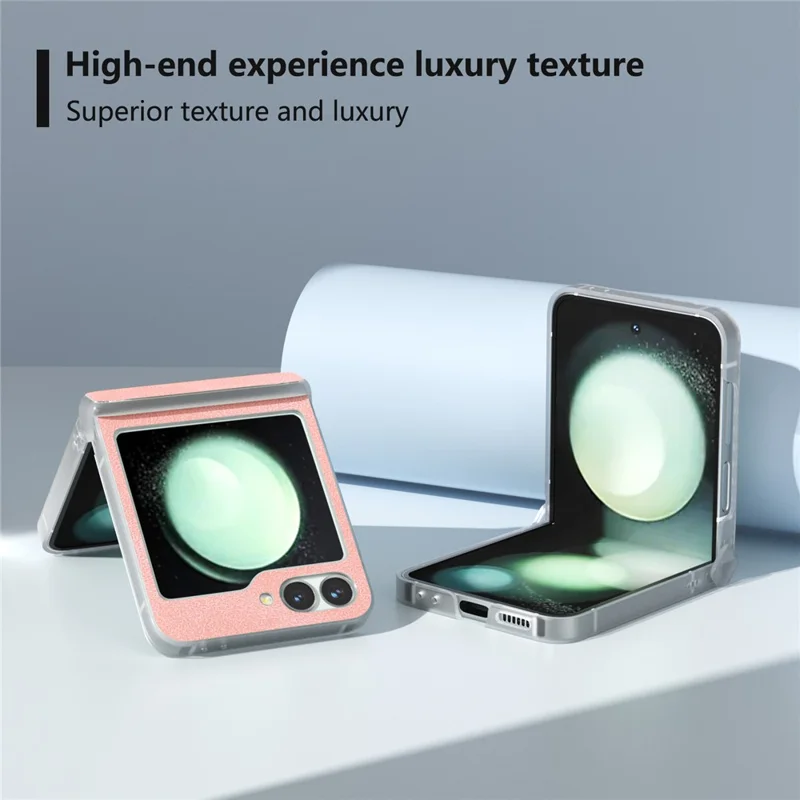 For Samsung Galaxy Z Flip7 FE 5G / Z Flip6 5G Case Matte Edge PU Leather Coated PC Hinge Protection Cover - Pink