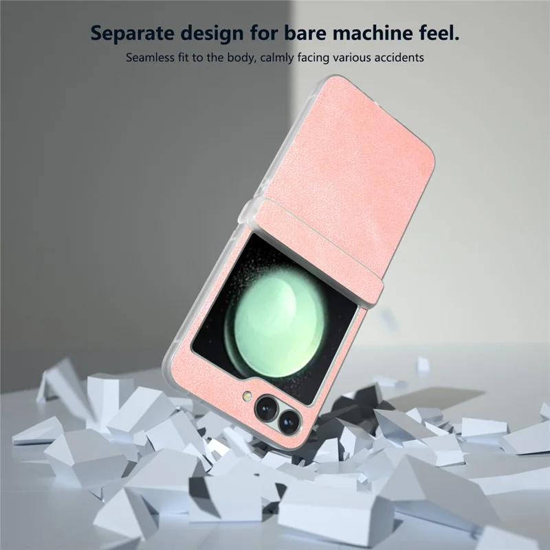 For Samsung Galaxy Z Flip7 FE 5G / Z Flip6 5G Case Matte Edge PU Leather Coated PC Hinge Protection Cover - Pink