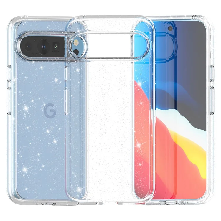 Pour Google Pixel 9 Pro 6,8 Pouces Cas Tpu + pc Glitter Transparent Phone Cover - Blanc Scintillant Blanc