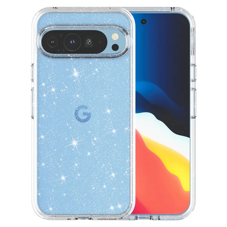Pour Google Pixel 9 Pro 6,8 Pouces Cas Tpu + pc Glitter Transparent Phone Cover - Blanc Scintillant Blanc