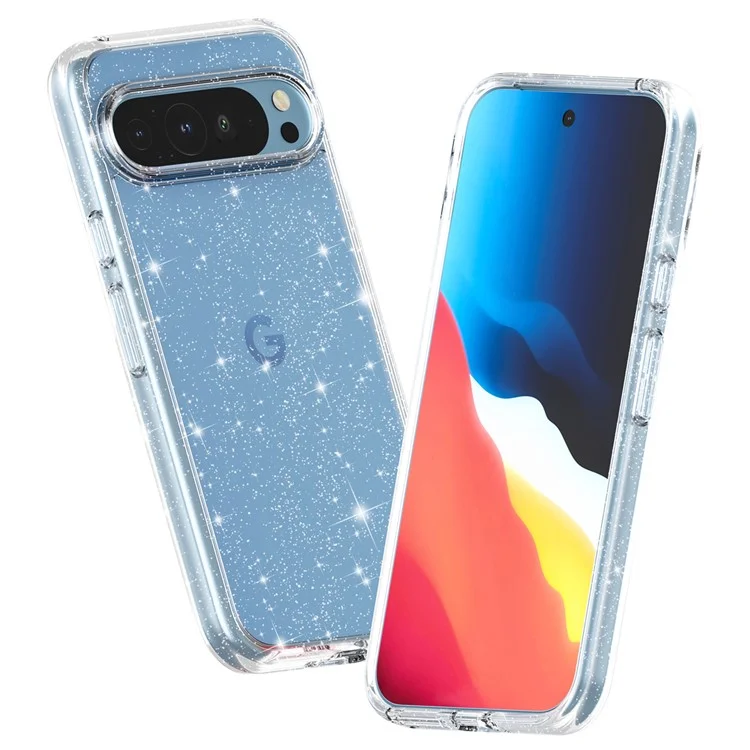 Pour Google Pixel 9 Pro 6,8 Pouces Cas Tpu + pc Glitter Transparent Phone Cover - Blanc Scintillant Blanc