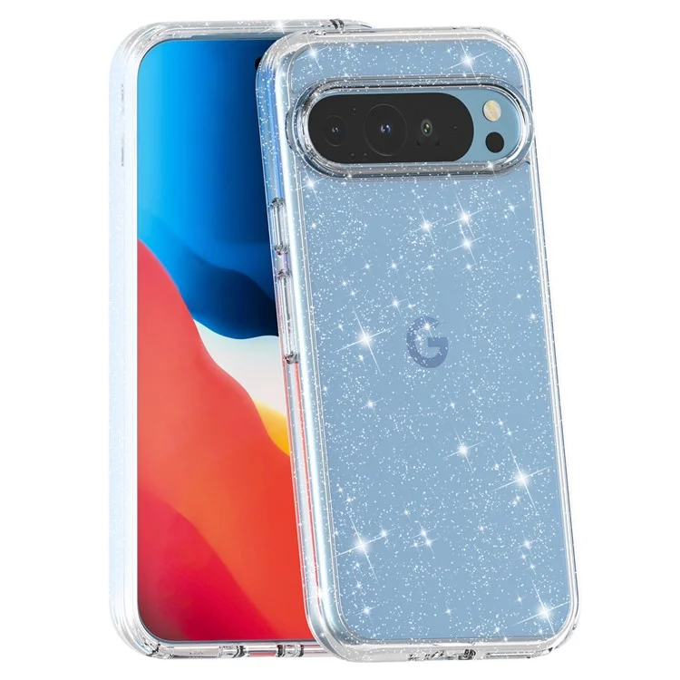 Pour Google Pixel 9 Pro 6,8 Pouces Cas Tpu + pc Glitter Transparent Phone Cover - Blanc Scintillant Blanc