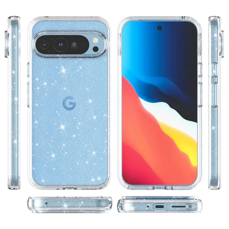 Pour Google Pixel 9 Pro 6,8 Pouces Cas Tpu + pc Glitter Transparent Phone Cover - Blanc Scintillant Blanc