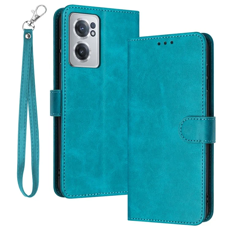 For Oneplus Nord CE 2 5G TPU Cover Flip Stand Wallet Phone Protective Cover with Strap - Green