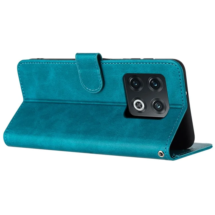 Pour Oneplus 10 Pro 5G Coque Flip Stand Couverture en Cuir PU+TPU Étui Téléphone Portable avec Sangle - Vert
