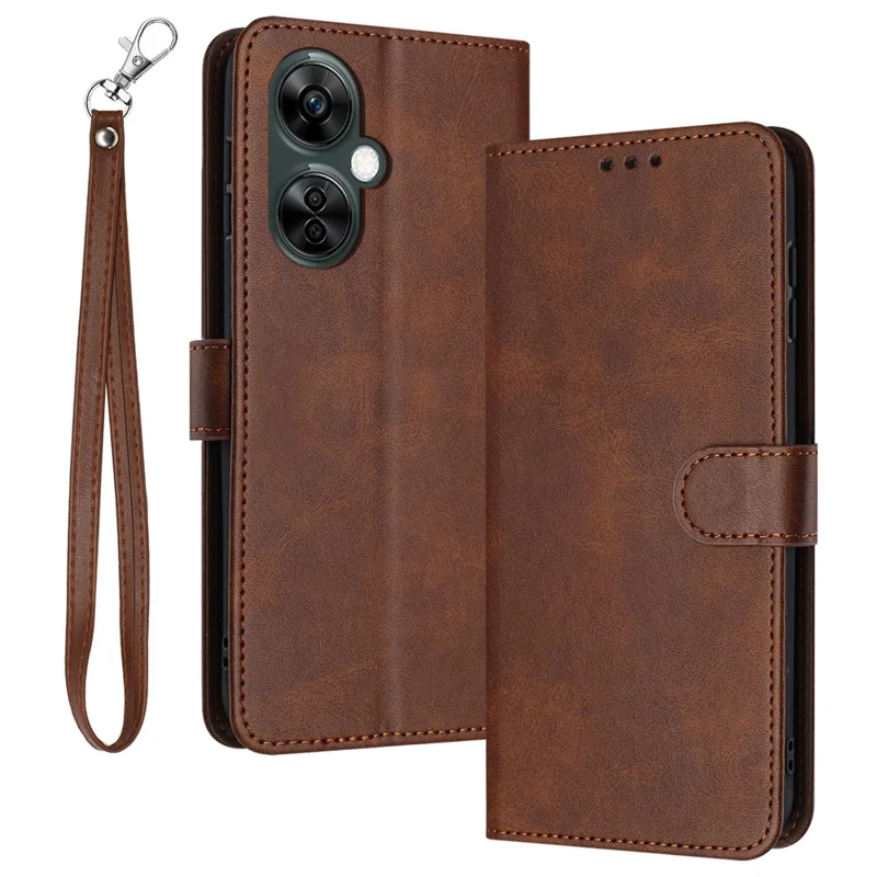Para OnePlus Nord CE 3 Lite 5G / Nord N30 5G / Oppo K11x 5G Funda de Cartera de Piel de PU con Soporte y Correa - Marrón