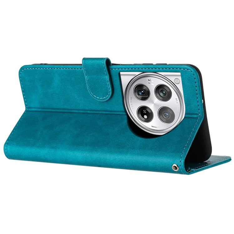 Per Oneplus 12 5G Custodia per Cellulare Pelle PU Flip Stand Protezione Conchiglia Texture Vitello - Verde