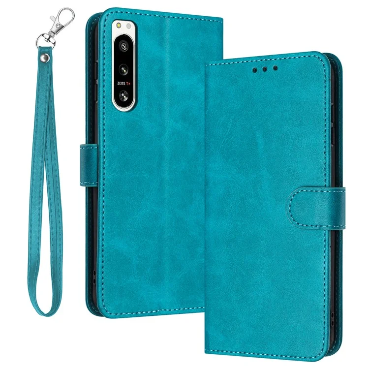 For Sony Xperia 5 IV 5G Anti-Scratch Leather Phone Cover Wallet Wholesale Phone Case with Stand Function - Green