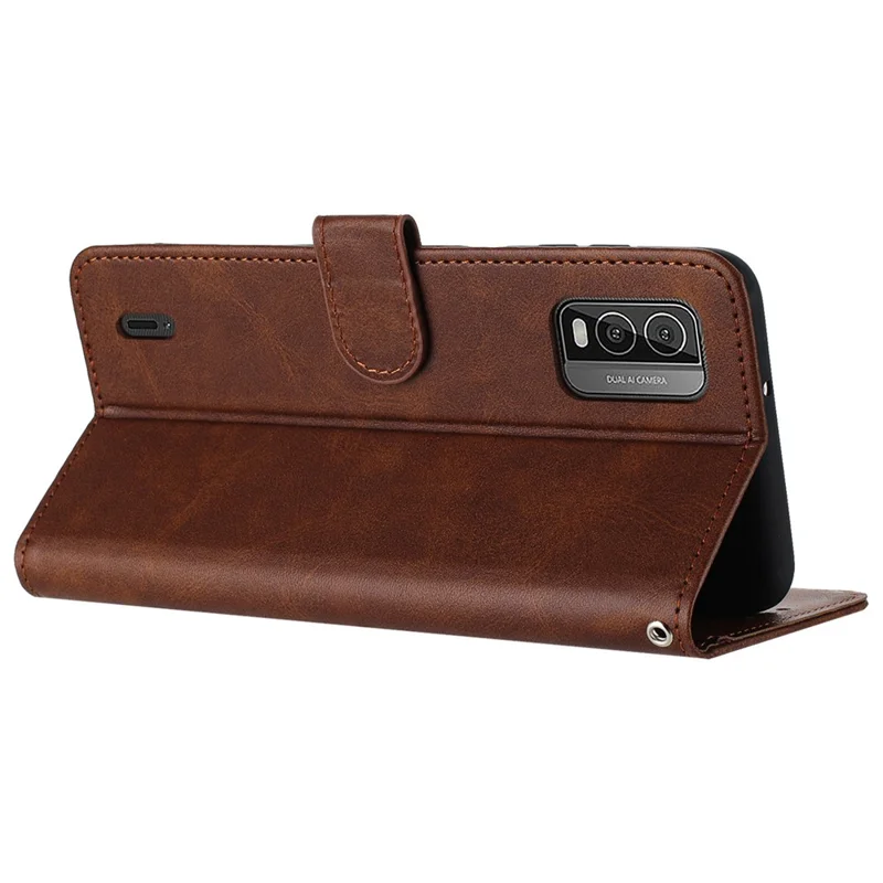 Pour Nokia C210 Étui en cuir debout Portefeuille Anti-chute Housse de téléphone avec dragonne - Marron