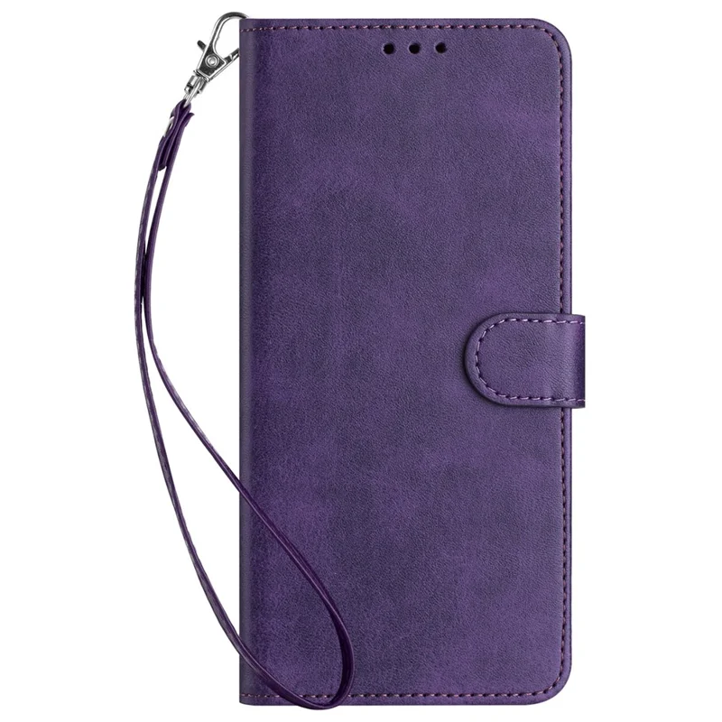 Para Nokia C300 PU Leather Fall Resistant Flip Case Calf Texture Phone Cover com Alça - Roxo