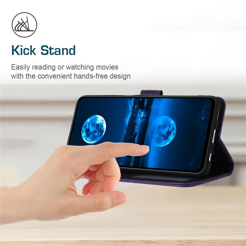 Para Nokia C300 PU Leather Fall Resistant Flip Case Calf Texture Phone Cover com Alça - Roxo