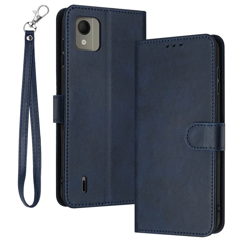 Para Nokia C110 Case Leather Drop Protection Wallet Stand Cover with Strap - Safira