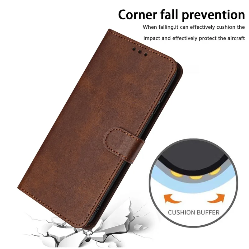 For Nokia C110 Case Leather Drop Protection Wallet Stand Cover with Strap - Brown