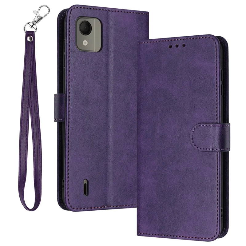 Pour étui Nokia C110 Cuir Protection contre les chutes Support portefeuille avec sangle - Violet