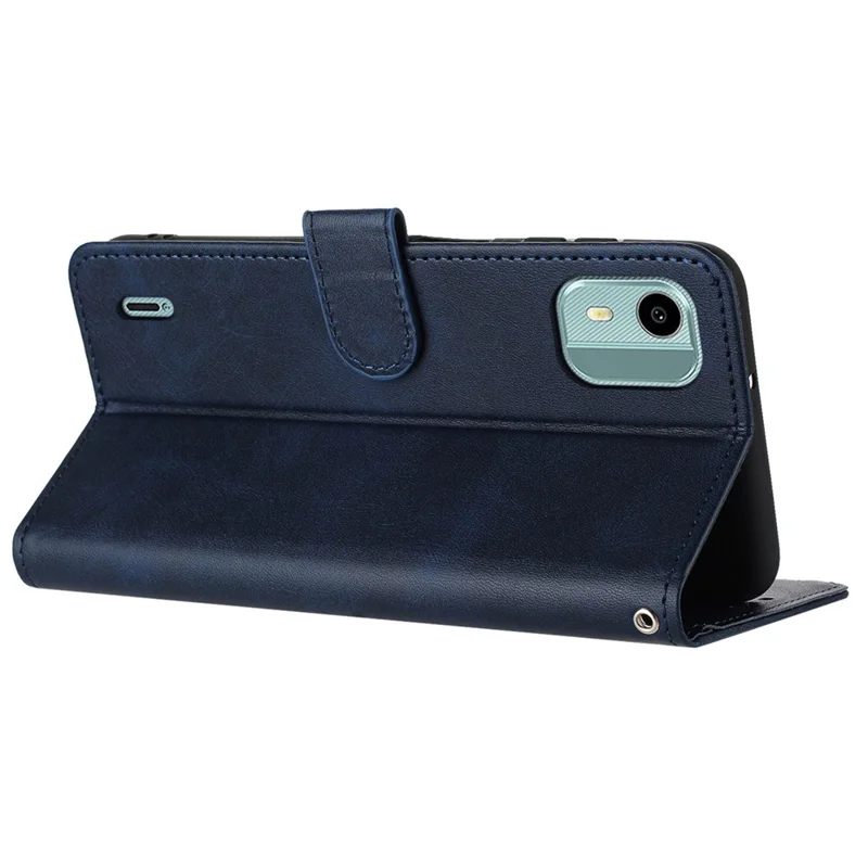 Für Nokia C12 4G / C12 Pro / C12 Plus Hüllen Kalbsleder-Textur PU-Leder + TPU-Handyhülle mit Gurt - Saphir