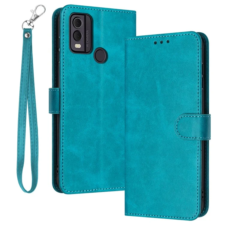 Funda para teléfono móvil Nokia C22, de color sólido, con tapa y soporte, de piel sintética con correa - Verde