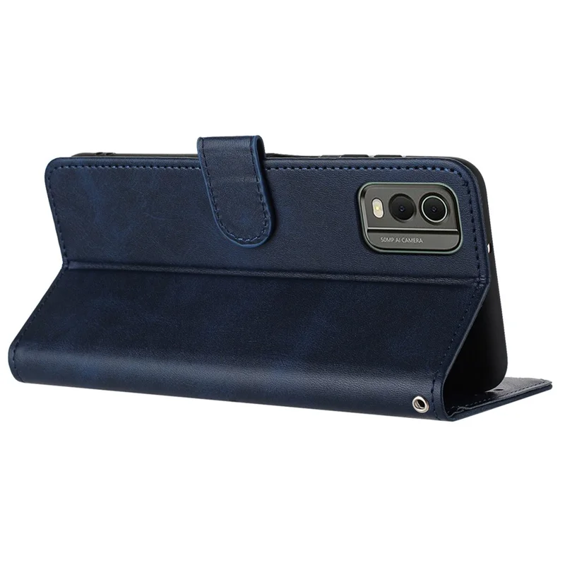 For Nokia C32 (TA-1534) Calf Texture PU Leather + TPU Case Phone Cover with Strap - Sapphire