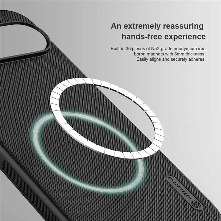 NILLKIN Frosted Shield Pro para Google Pixel 9 / Pixel 9 Pro Funda de Teléfono Magnética Caso de PC+TPU Anti-Caída - Negro
