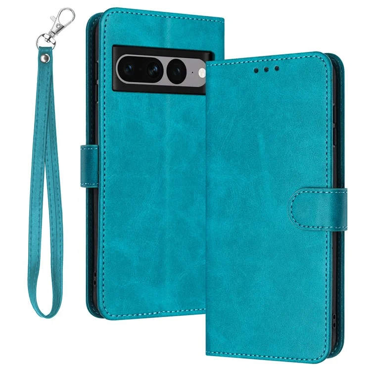 For Google Pixel 7 Pro 5G Case Calf Texture Cell Phone Back Cover Strap Design Phone Shell - Green