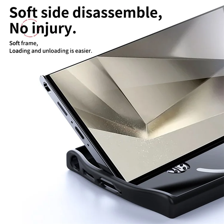 Funda compatible con Samsung Galaxy S23 Ultra con textura de fibra de carbono, soporte y protección PC+TPU - Negro
