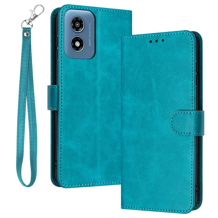For Motorola Moto G Play (2024) 4G Cover Solid Color Phone Shell Flip Stand Leather Cover - Green