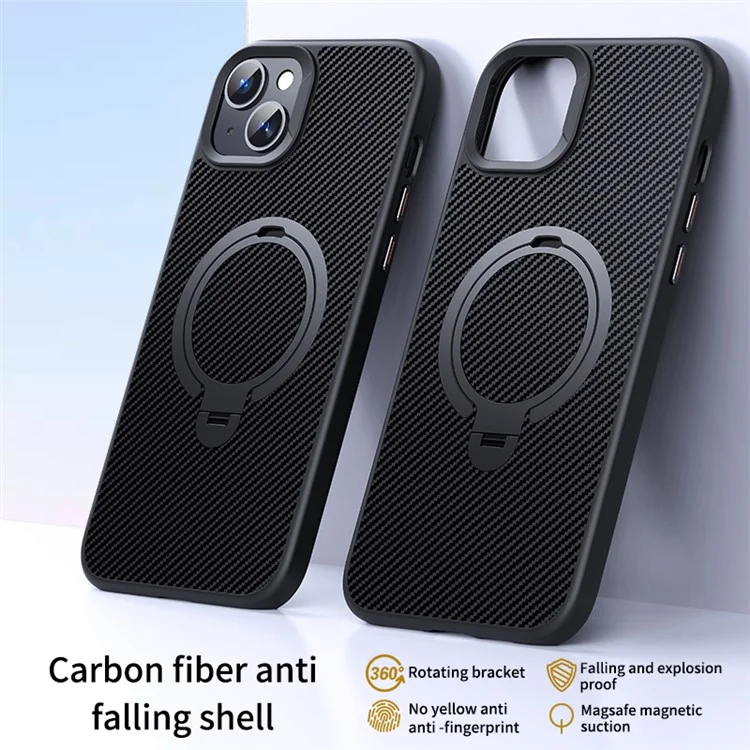 Phone Cases for iPhone 15 Plus Compatible with MagSafe Kickstand PC+TPU Phone Cover - Black