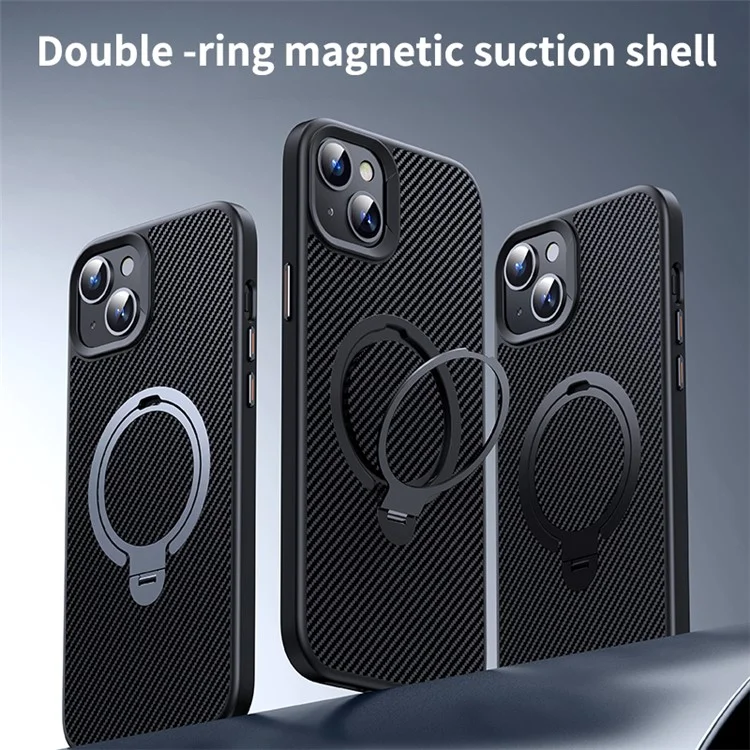 Phone Cases for iPhone 15 Plus Compatible with MagSafe Kickstand PC+TPU Phone Cover - Black