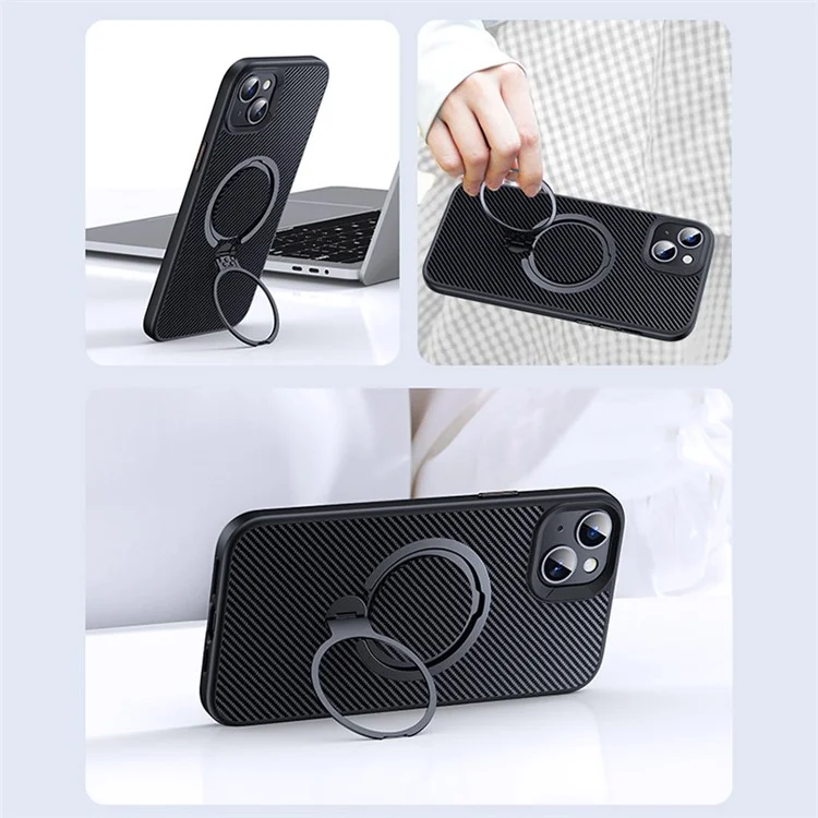 Phone Cases for iPhone 15 Plus Compatible with MagSafe Kickstand PC+TPU Phone Cover - Black