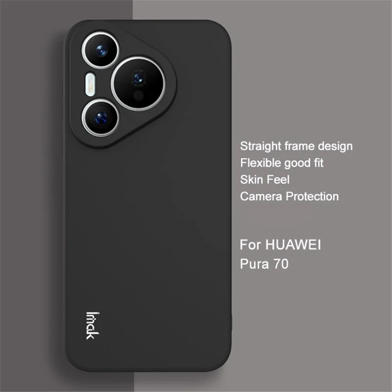 IMAK UC-4 Series For Huawei Pura 70 Flexible TPU Case Straight Edge Protective Phone Cover - Black